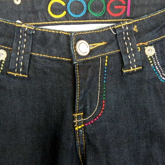 Coogi dark wash rainbow rhinestone pockets size 7/8 - Picture 3 of 8